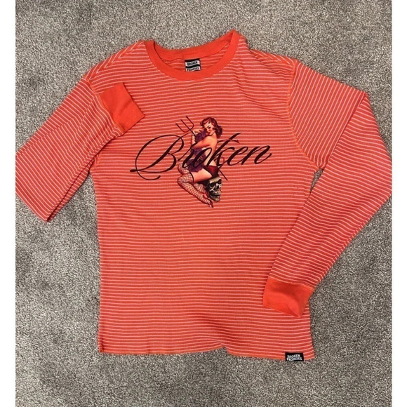 Men’s Broken Promises long  sleeve waffle Size M great condition - Picture 8 of 8